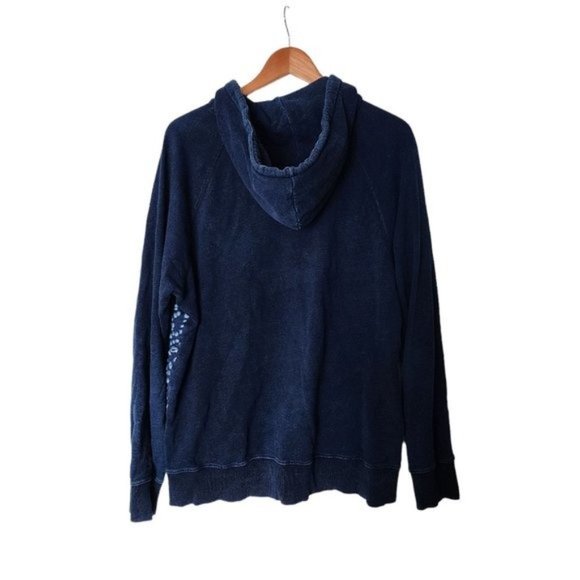 PRPS Goods Indigo Blue Distressed Hooded Sweatshirt 2XL Kangaroo Pocket Slim aci - Picture 16 of 16
